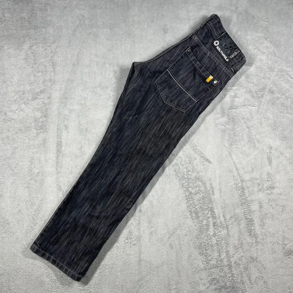 Southpole Jeans Men 32 31x29 Acid Washed Black Straight Leg Denim Streetwear Y2K